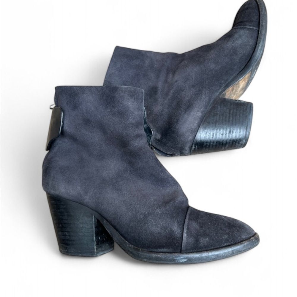 Rag & Bone Womens Back Zip Block Heel Cap Toe Knee High Boots Black Suede 38